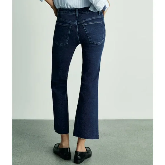 NWT Frank and Eileen Killian Crop Flare Jeans Raw Hem Blue Wash Womens Size 26